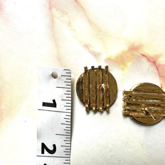 Purple and gold tone circle post earrings - Picture 3 of 6